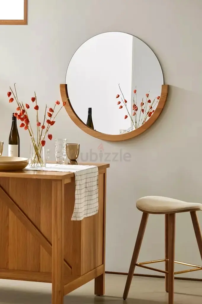 The ONE semicircle MIRRORs solid wood frame W82xH79 cm
