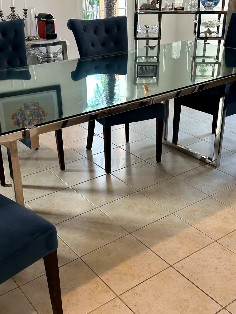 One of a kind stainless steel mirror finish dinning table
