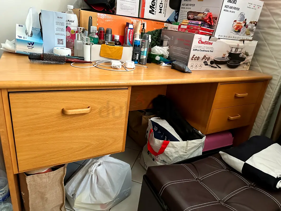 Wooden and glass table