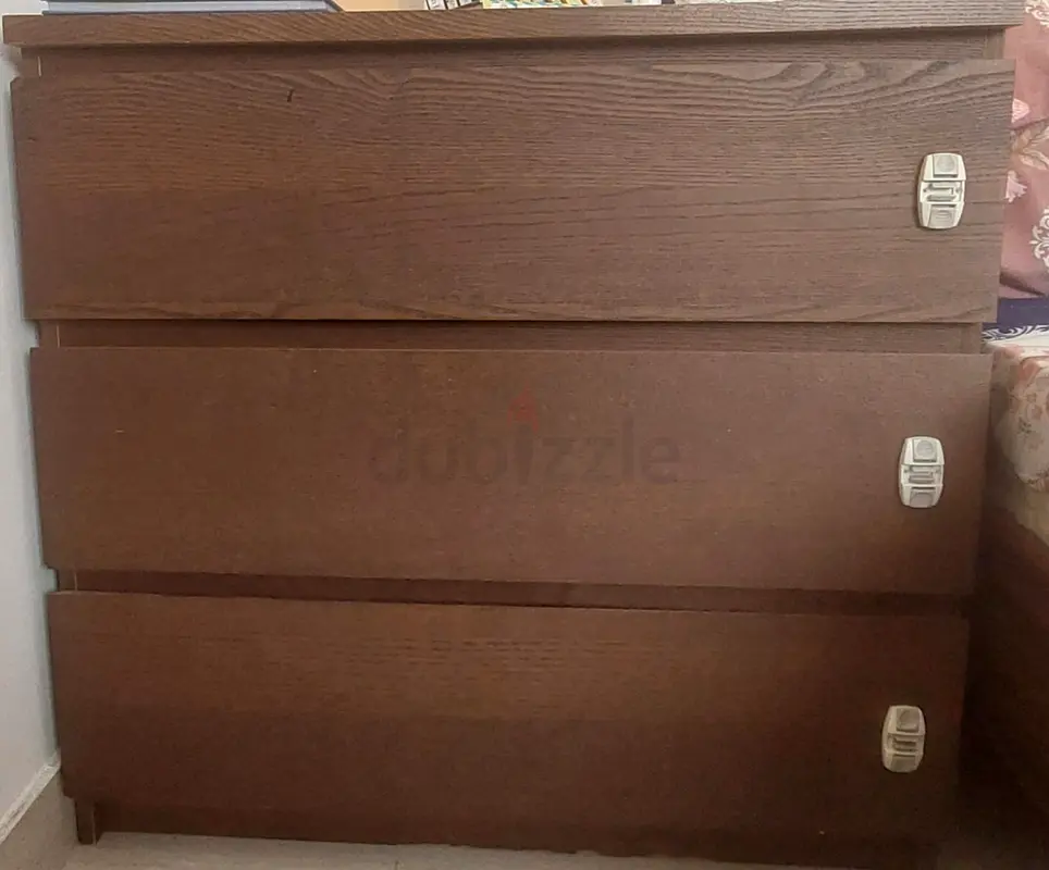 Bed with side Table, shoe Rack and chest of Drawer