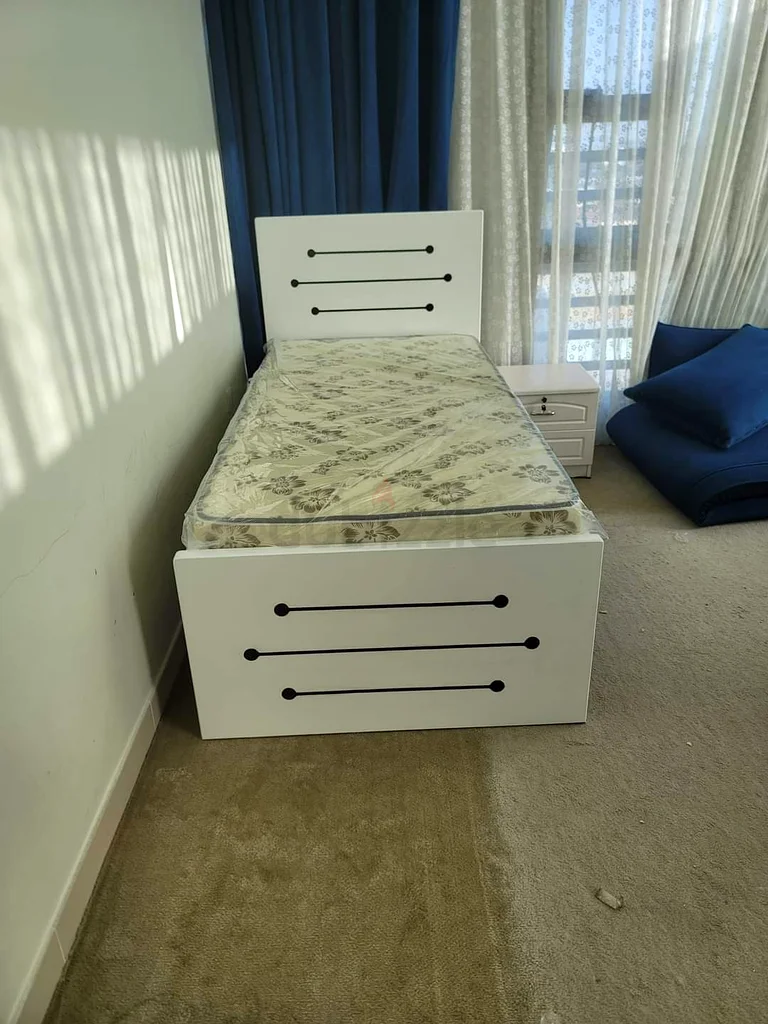 Brand New bed single size with mattress available