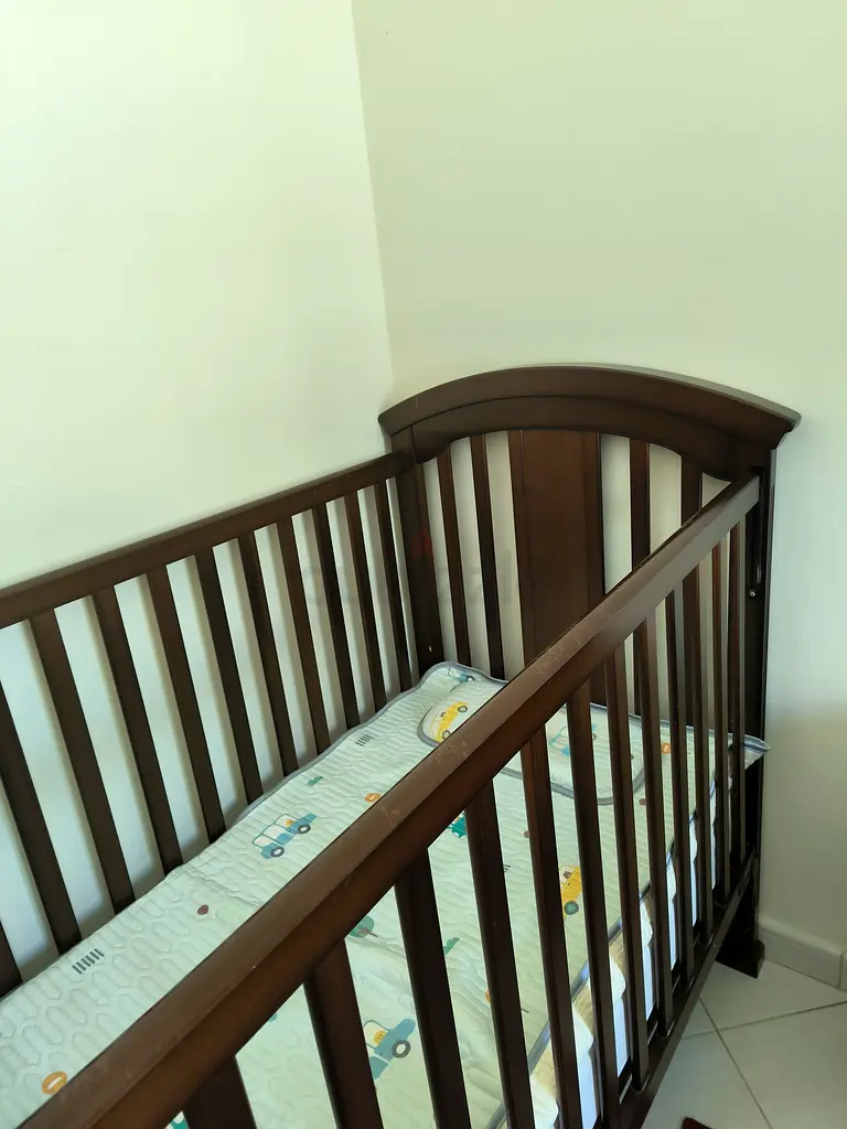 Kids wood bed with perfect mattress from IKEA