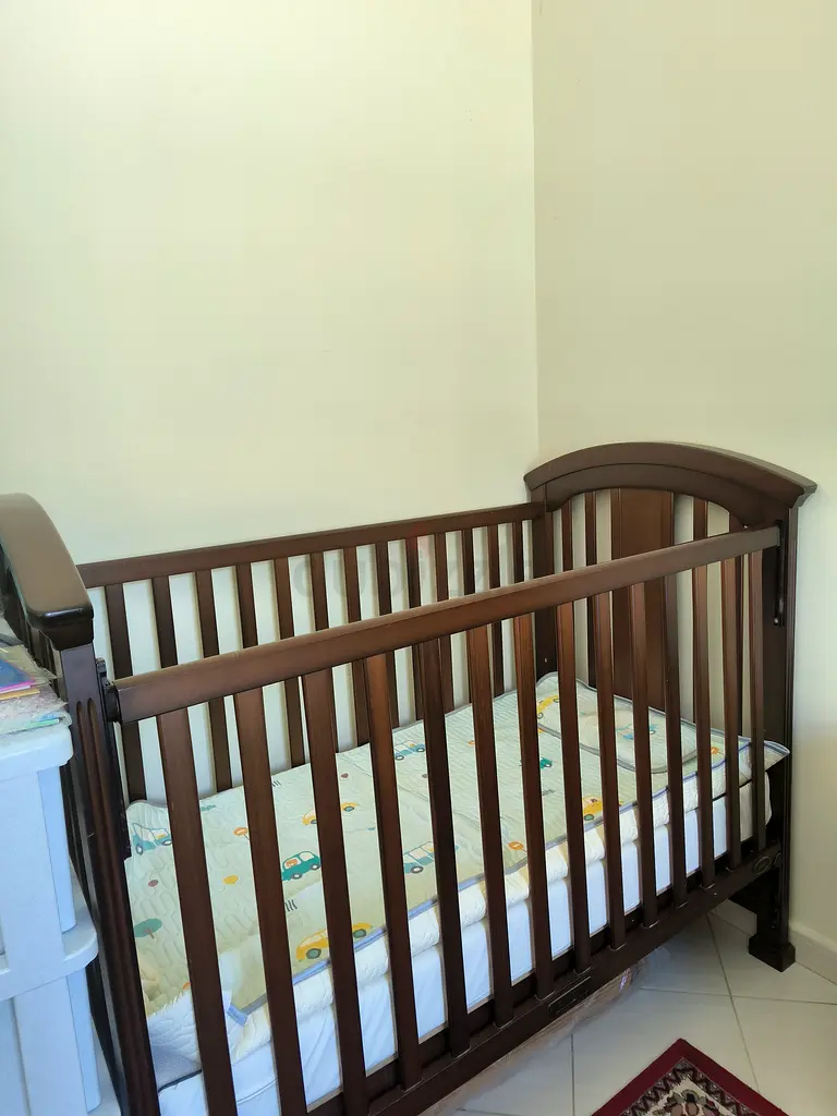 Kids wood bed with perfect mattress from IKEA