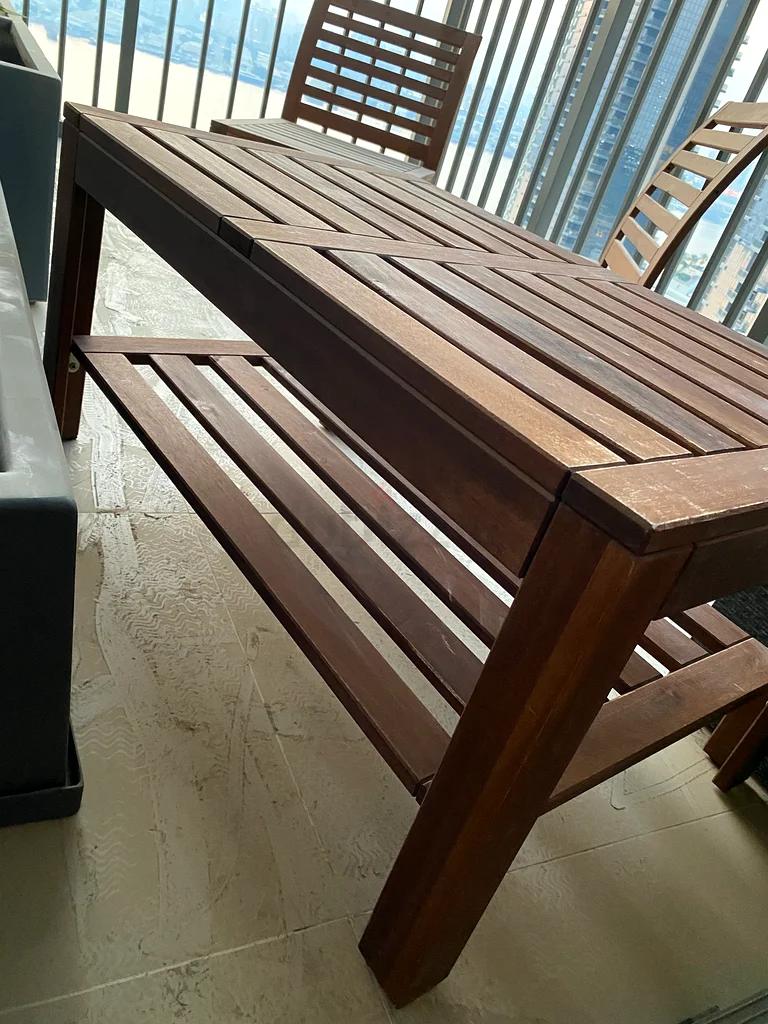 IKEA outdoor wooden coffee table