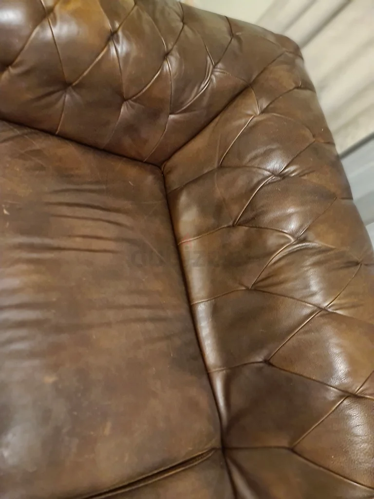 2x Chesterfield pure leather sofa in good condition.collection from