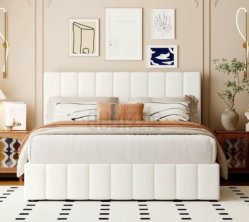 Brand New wood fabric King size 180x200 bed frame with mattress