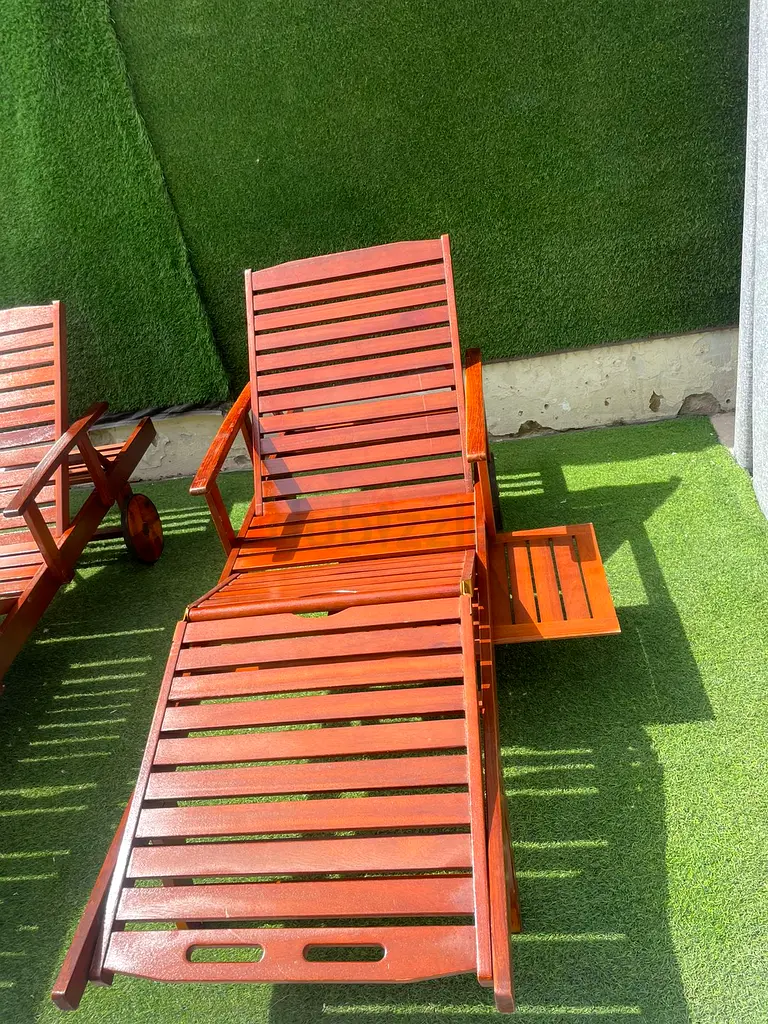 Ikea wooden poolside loungers