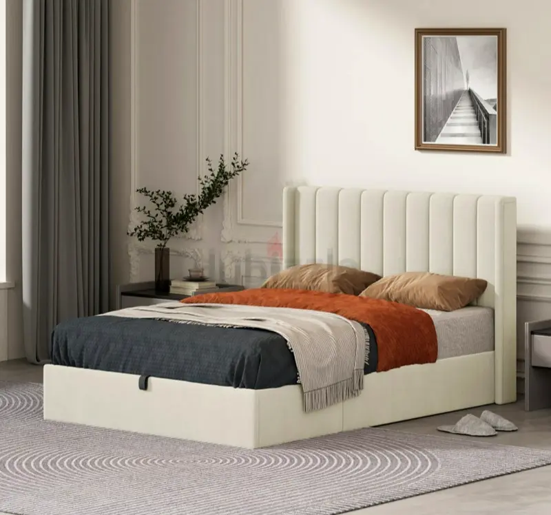 Brand New wood fabric queen size 160x200 bed frame with mattress